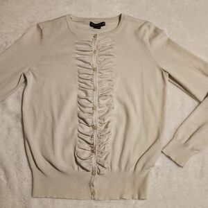 Covington Womens Cream Colored Ruched Front Size Medium Cardigan